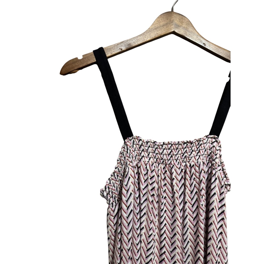 Loft Maxi Dress Womens Small Pink Chevron Smocked Tiered Ruffle Excellent - Picture 3 of 7